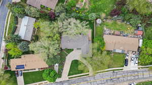 Aerial perspective of suburban area