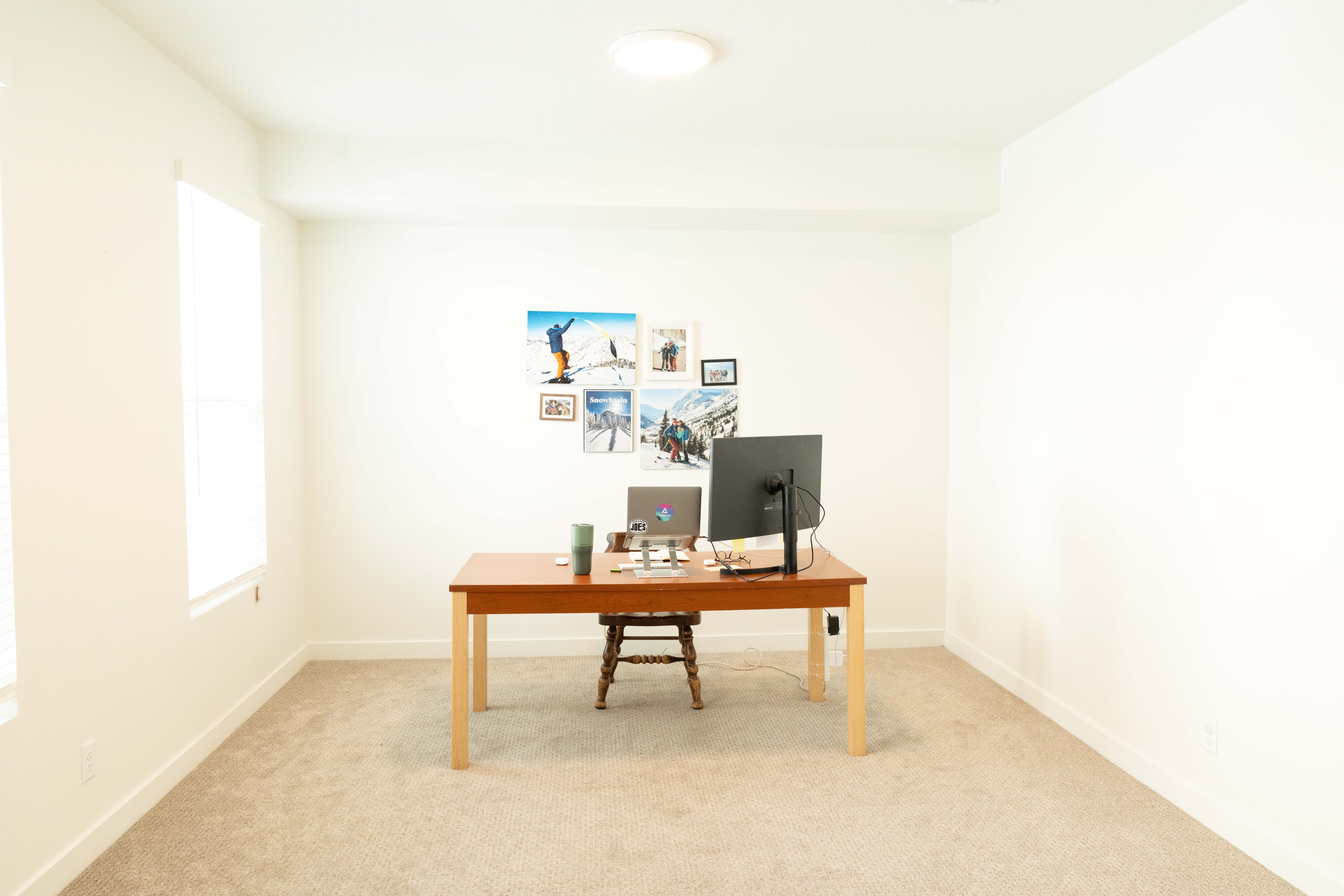 Office space with light carpet