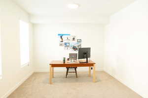 Office space with light carpet