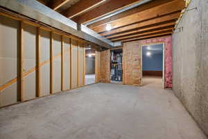 View of unfinished basement