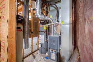 Utilities with heating unit and water heater