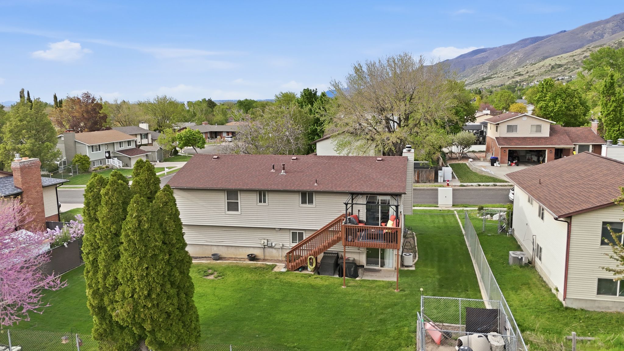 Aerial perspective of suburban area