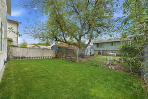 View of fenced backyard