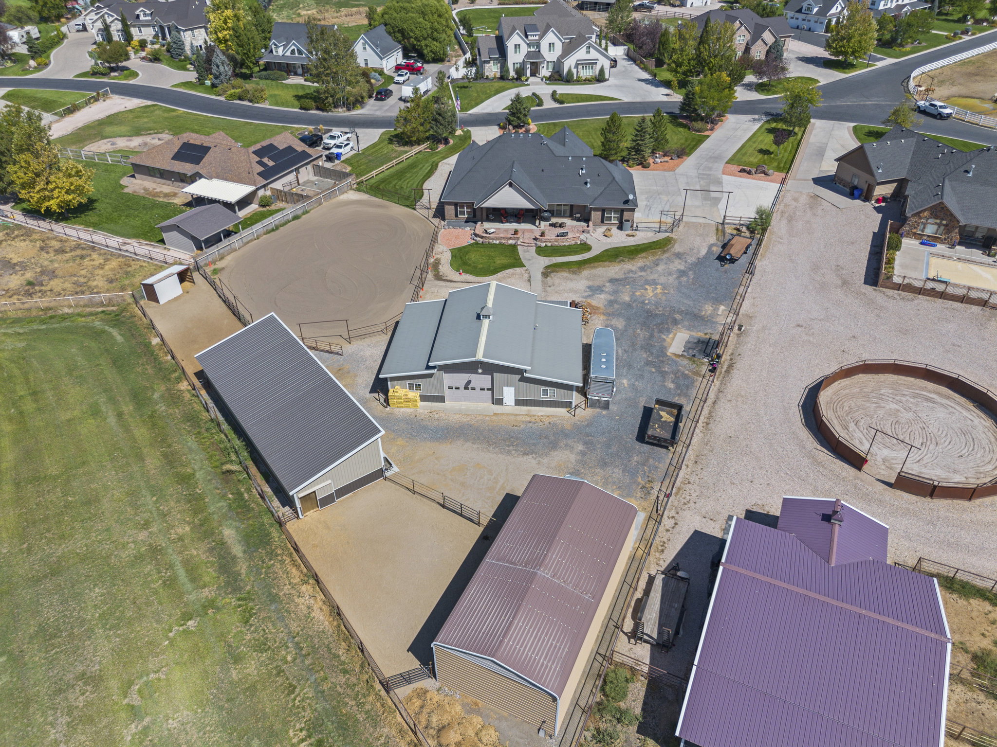 Aerial perspective of suburban area