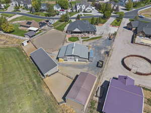 Aerial perspective of suburban area