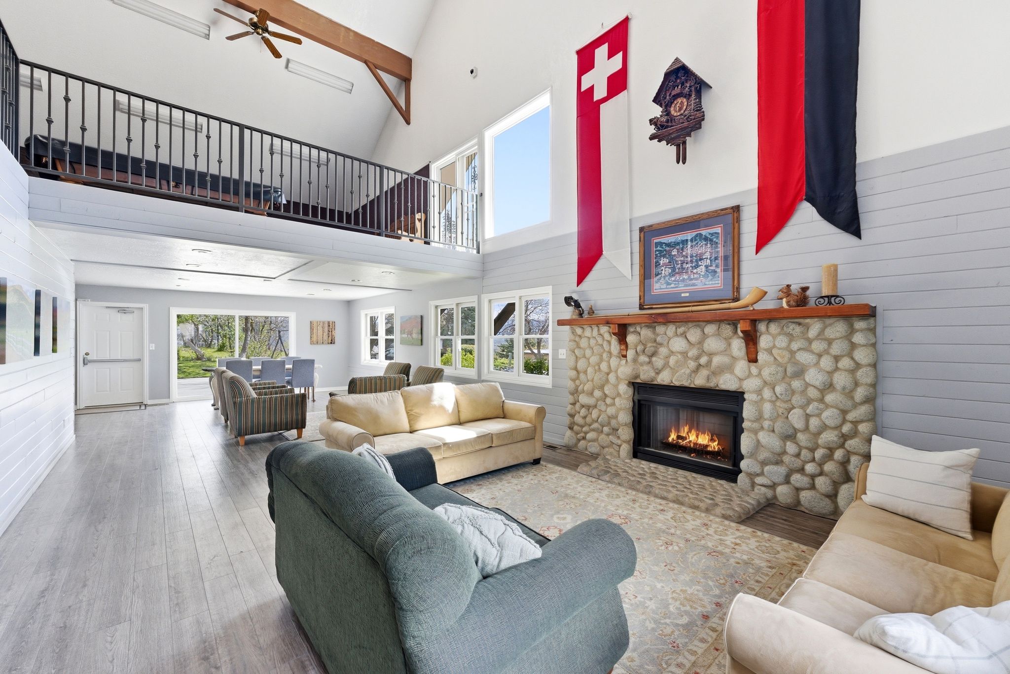 Shared Swiss Oaks clubhouse gathering space designed for relaxing or connecting.