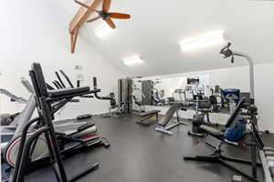 Swiss Oaks clubhouse gym with cardio equipment, weight machines, and open workout space
