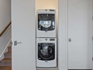 Laundry area with stacked washer / dryer