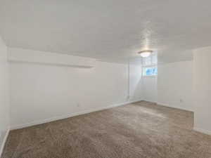 Bonus room with carpet floors and baseboards