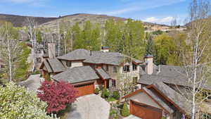 Bird's eye view of a mountainous background