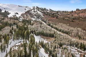 Bird's eye view of a mountain backdrop