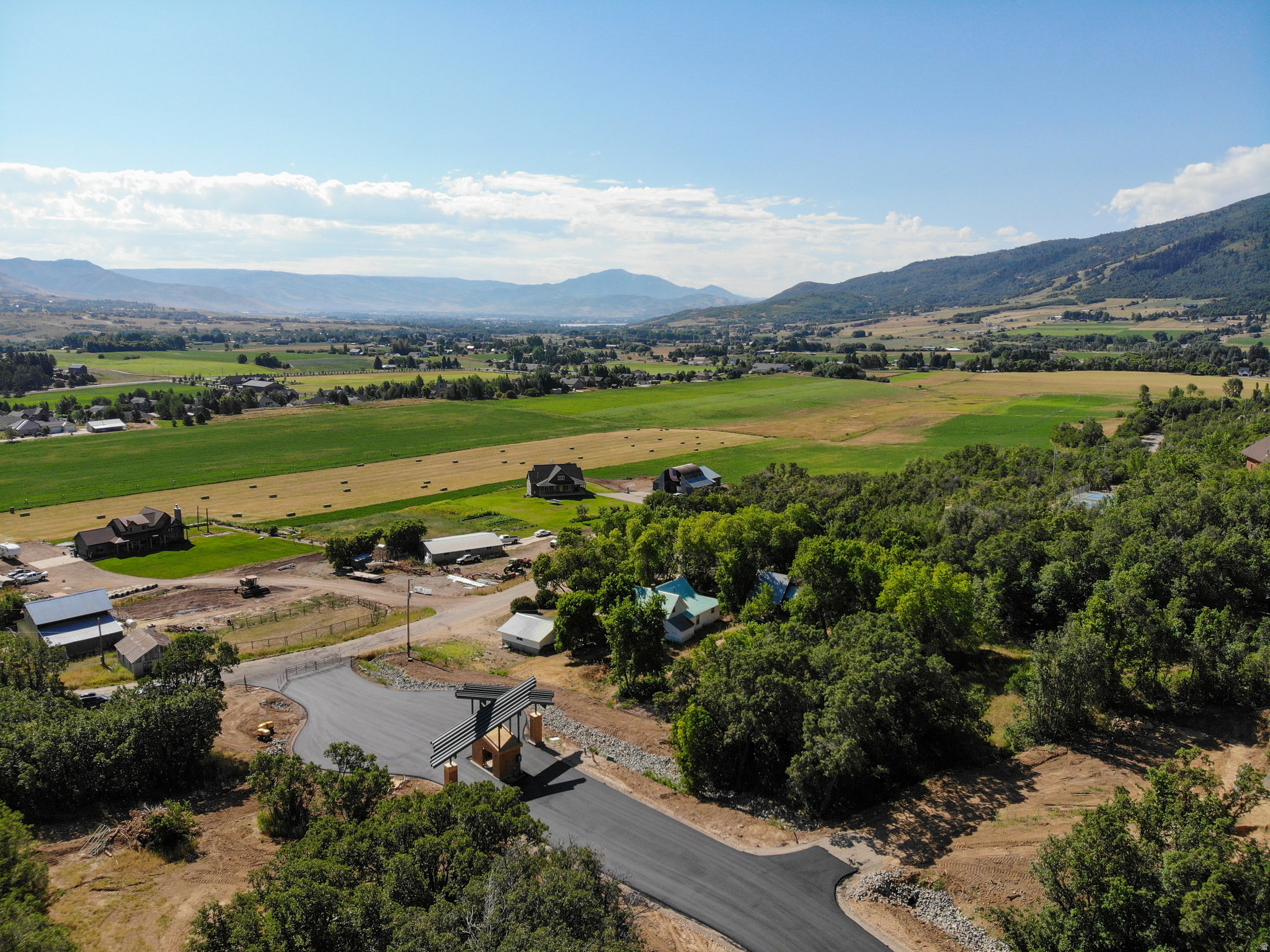 Aerial view of a mountainous background