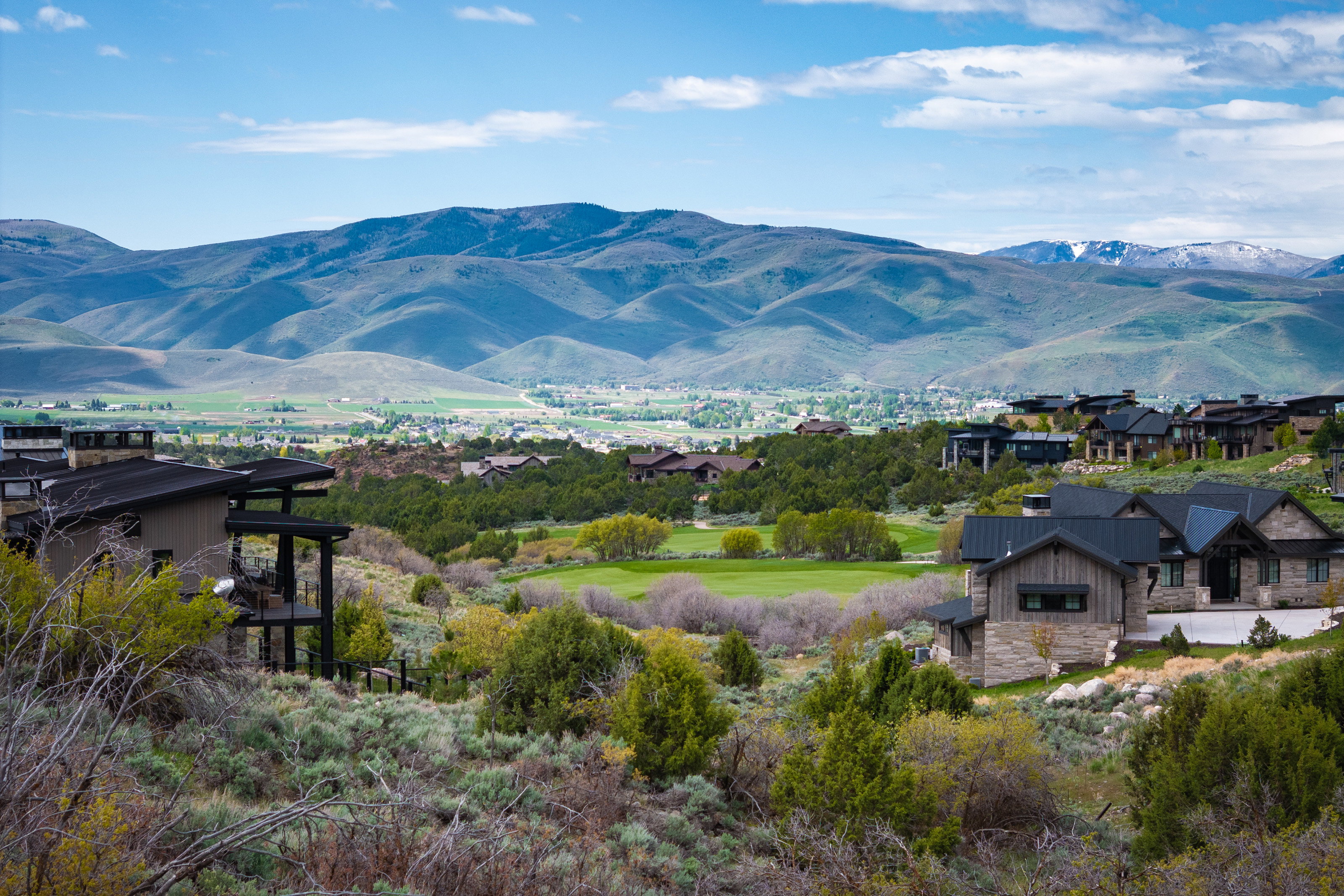 Mountain view with nearby suburban area