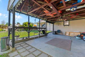View of patio / terrace with a ceiling fan
