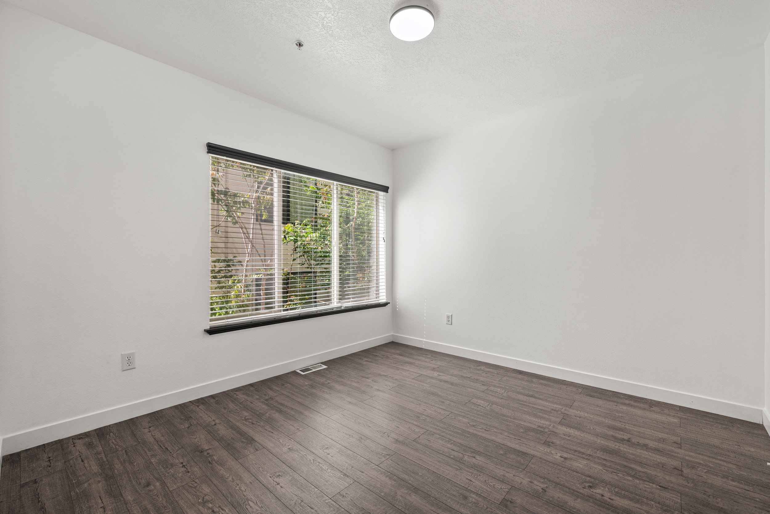 Unfurnished room with dark wood-style floors and a textured ceiling