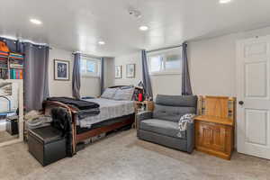 Basement living room used as a bedroom