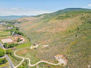 Aerial view of a mountainous background