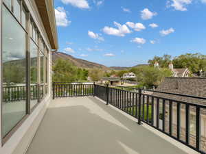 Balcony with a mountain view and a residential view