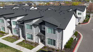 Aerial perspective of suburban area