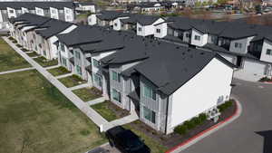 Aerial perspective of suburban area
