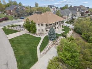 Aerial perspective of suburban area