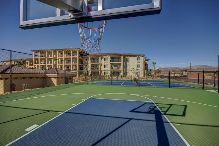 View of basketball court with community basketball court