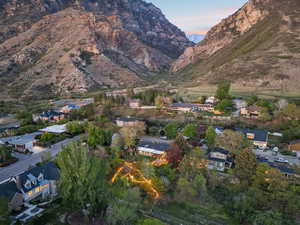 View of mountain backdrop with nearby suburban area