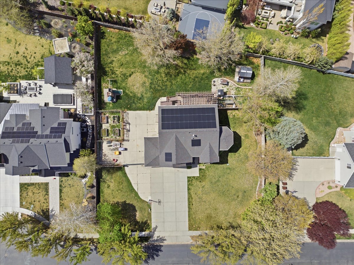 Aerial perspective of suburban area