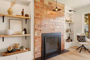 EXPOSED ORIGINAL BRICK AND KITCHEN WITH BUTLER PANTRY