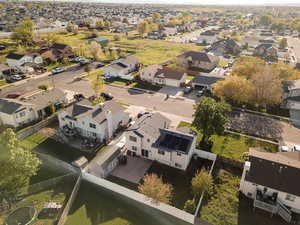 Aerial perspective of suburban area