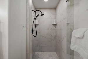Full bath featuring a shower stall