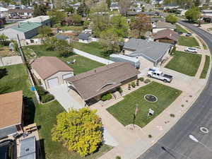 Aerial perspective of suburban area