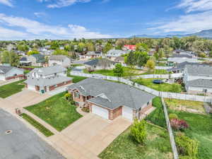 Aerial perspective of suburban area