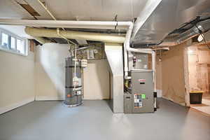 Utility room. Water Heater and furnace