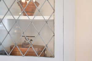 Detailed view of dining area corner cabinets