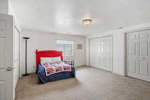 Basement bedroom with tons of storage
