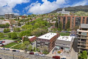 View of urban area featuring a mountain backdrop