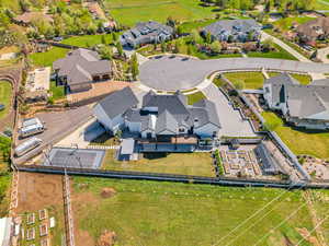 Aerial perspective of suburban area