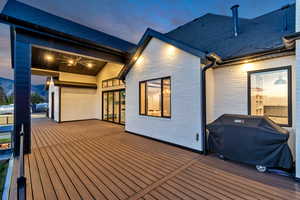 Wooden deck with a grill