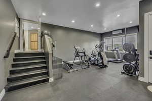 Gym featuring recessed lighting and arched walkways