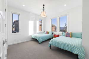 Bedroom featuring carpet floors and recessed lighting