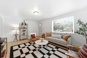 Front living room with light wood LVP floors