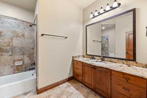 Full bath with vanity and tub / shower combination