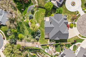 Aerial perspective of suburban area