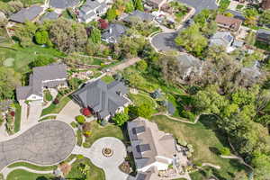 Aerial perspective of suburban area