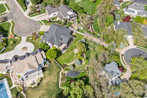Aerial perspective of suburban area