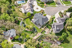 Aerial perspective of suburban area