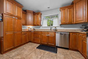 Lots of counter space and view of Park Like setting.