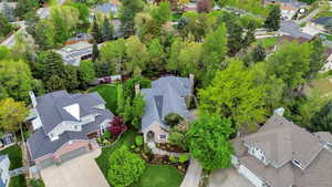 Aerial perspective of suburban area