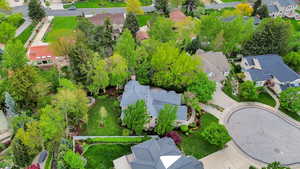 Aerial perspective of suburban area
